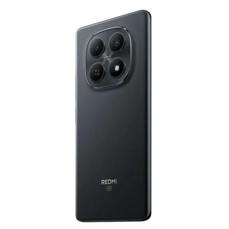 Xiaomi Redmi Note 15 5G preto, telemóvel com 4 câmeras e logotipo Redmi na parte inferior.