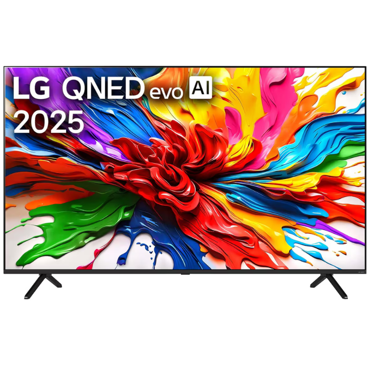 TV LG QNED 2025 43" 4K com imagem colorida vibrante e texto LG QNED evo AI 2025.