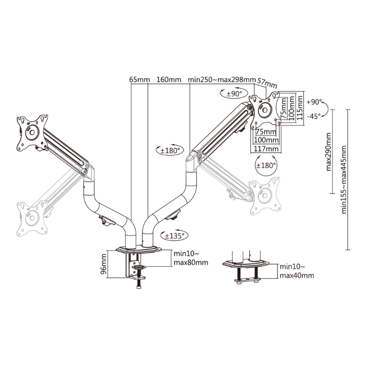 Suporte 2 Monitores Desktop Ewent 17"-32"
