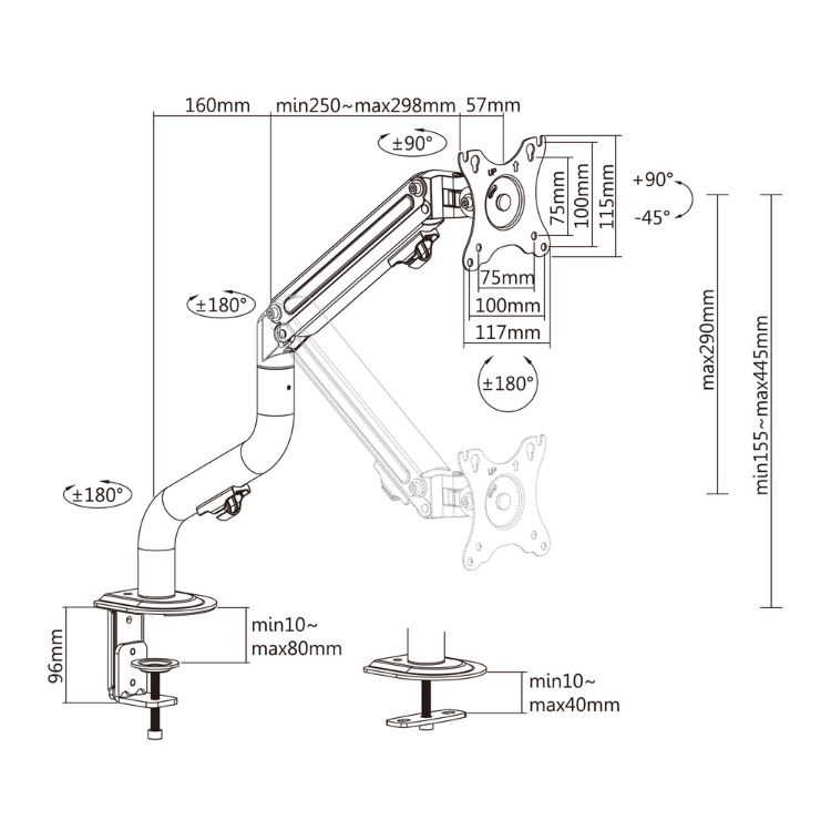Suporte de Mesa 1 Monitor Ewent até 34"