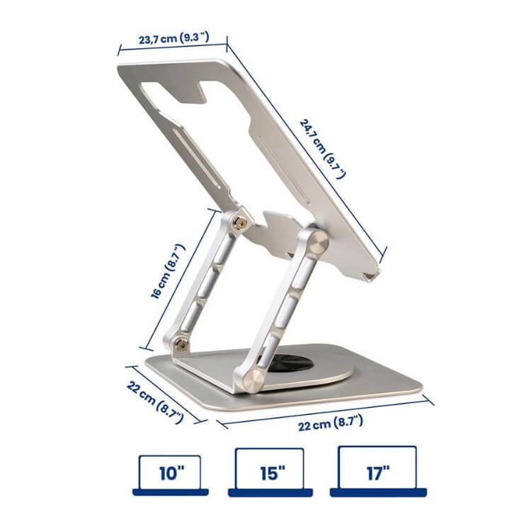 Suporte de Portátil Ewent EW1267 Alumínio c/ Rotação 360º Ajustável