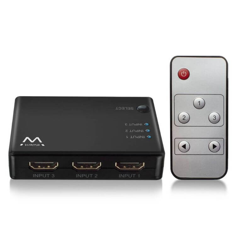 Switch Ewent EW3730 HDMI 3 Entradas/1 Saída 4K 30Hz USB c/ Comando