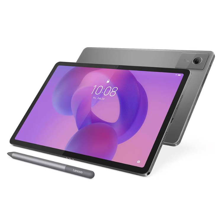 Tablet Lenovo Idea Tab 11 cinzento com caneta stylus e ecrã de 11 polegadas.