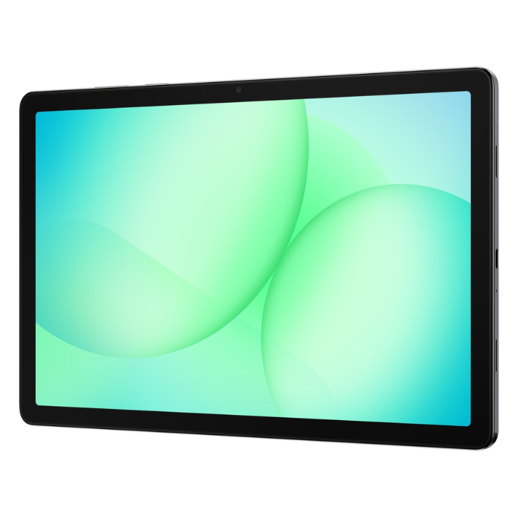 Tablet Samsung Galaxy Tab A11+ 5G cinzento com ecrã a cores.