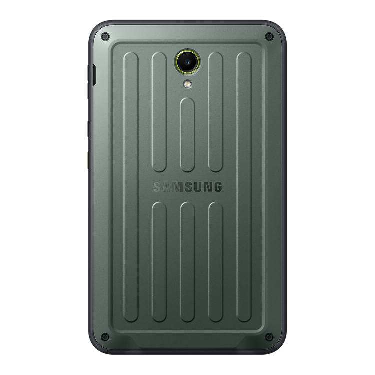 Tablet Samsung Tab Active 5 X306 5G 6GB/128GB verde, câmara e marca visíveis.