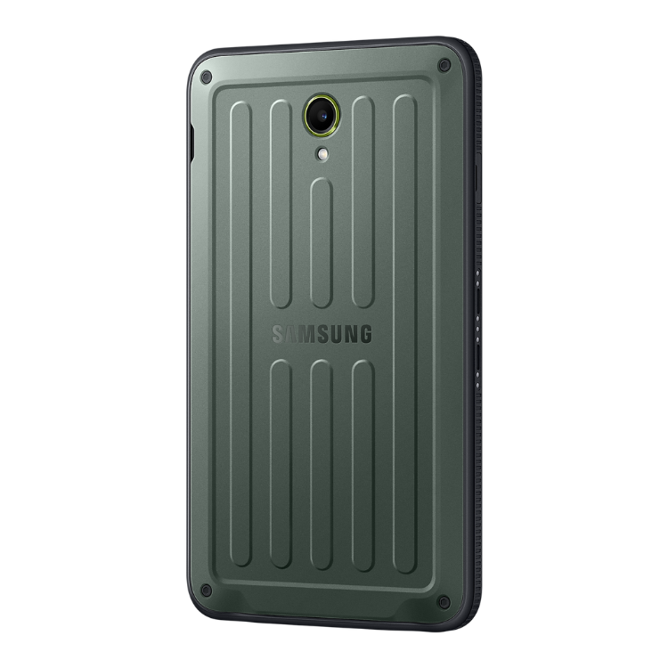 Tablet Samsung Tab Active 5 X306 5G 6GB/128GB verde, câmara e marca visíveis.