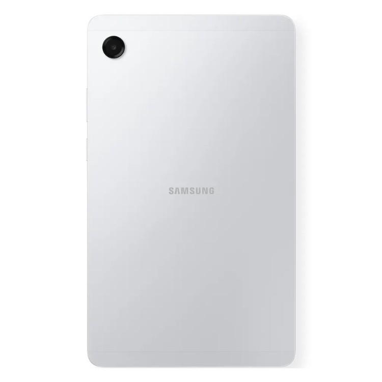 Tablet Samsung Galaxy Tab A11 prata com câmera traseira.