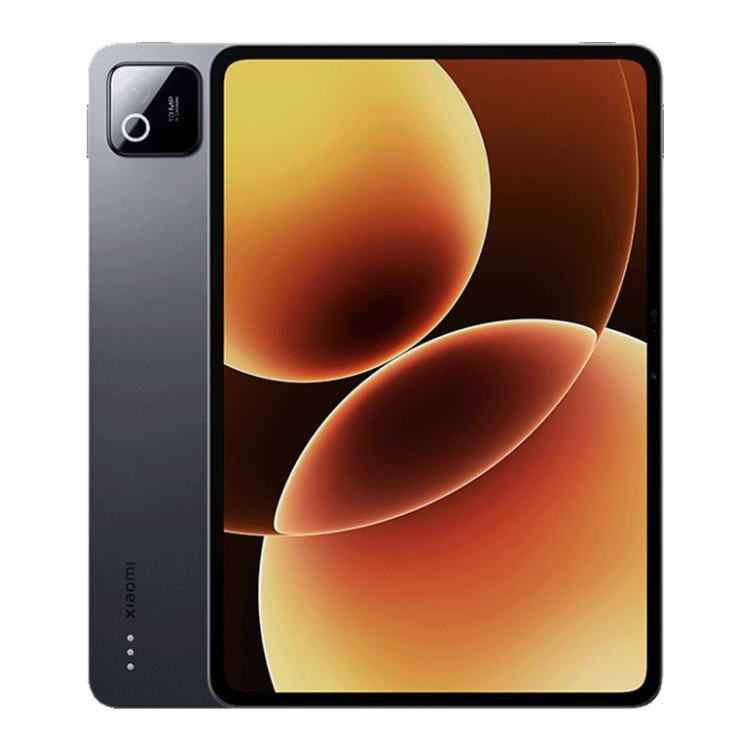 Tablet Xiaomi Pad 8 cinzento, 11 polegadas, com câmera e ecrã colorido.