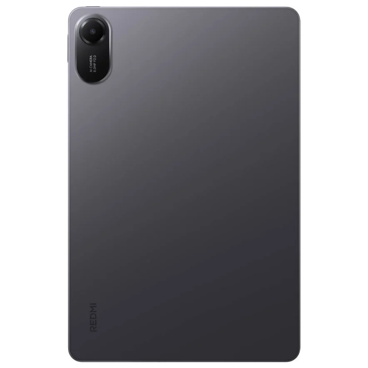 Tablet Xiaomi Redmi Pad 2 cinzento, 11 polegadas, câmara traseira, logotipo Redmi na parte inferior esquerda.