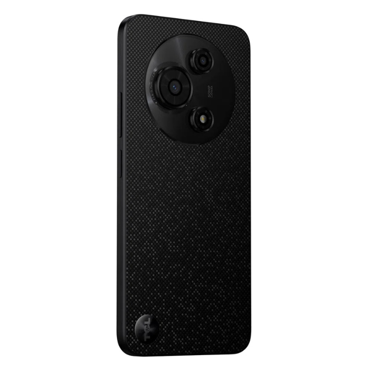TCL 605 smartphone preto, 3 câmaras, logótipo TCL na parte inferior.