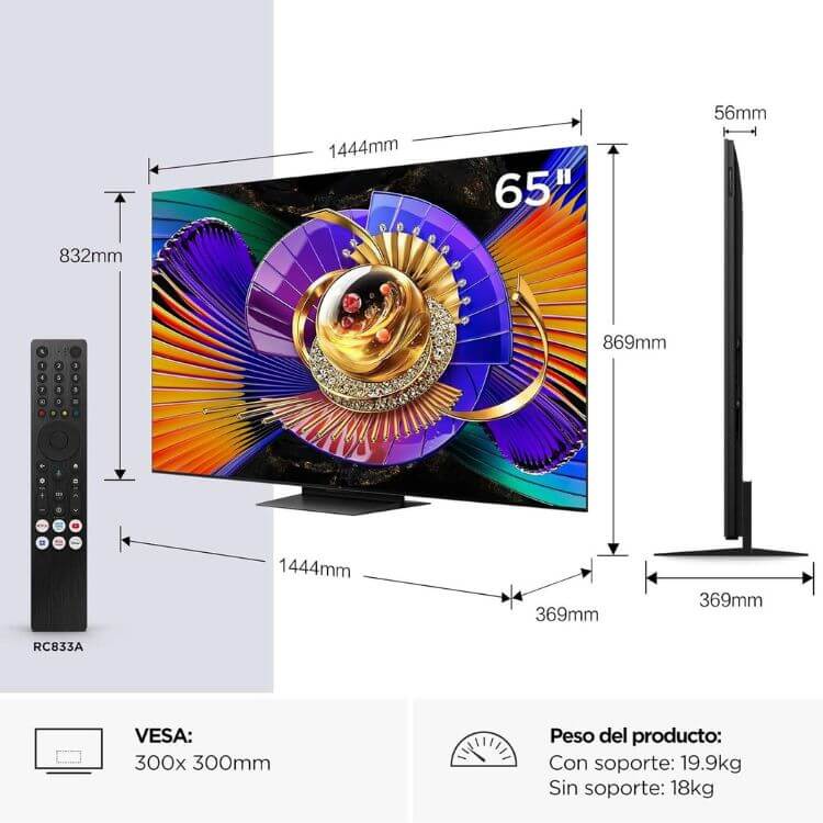 Televisão TCL C7L (2026) Smart TV 4K SQD-Mini LED 65"