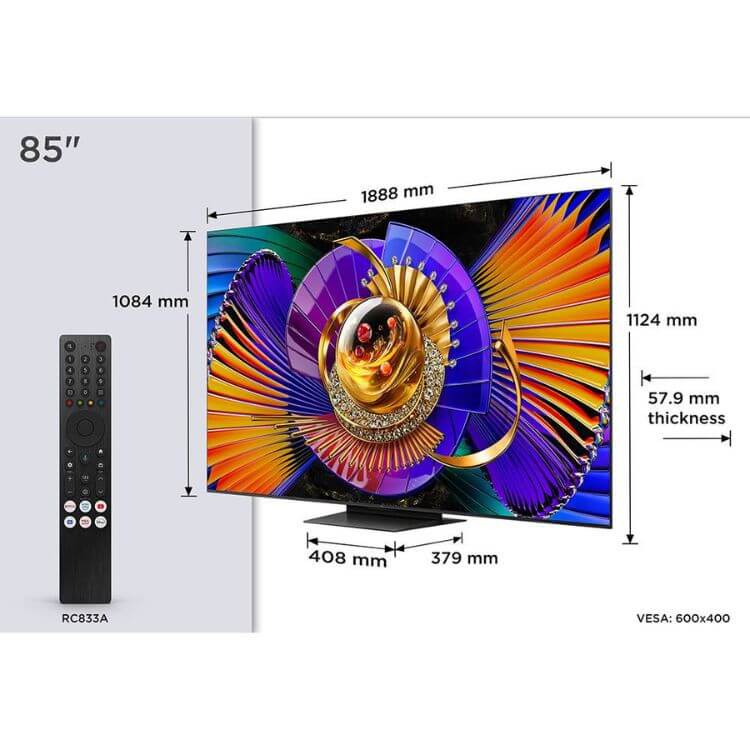 Televisão TCL C7L (2026) Smart TV 4K SQD-Mini LED 85"