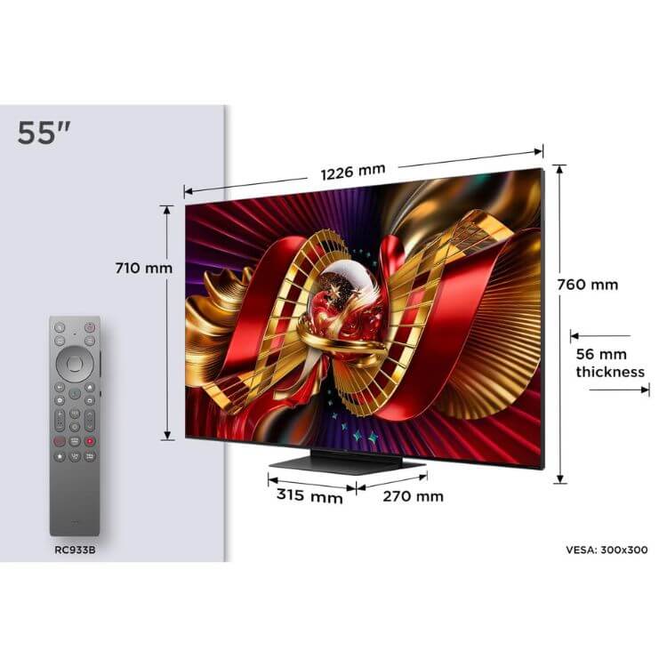 Televisão TCL C8L (2026) Smart TV 4K SQD-Mini LED 55"