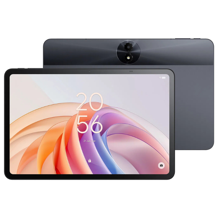 Tablet TCL Tab 11 FE cinzento com ecrã colorido e câmara traseira.