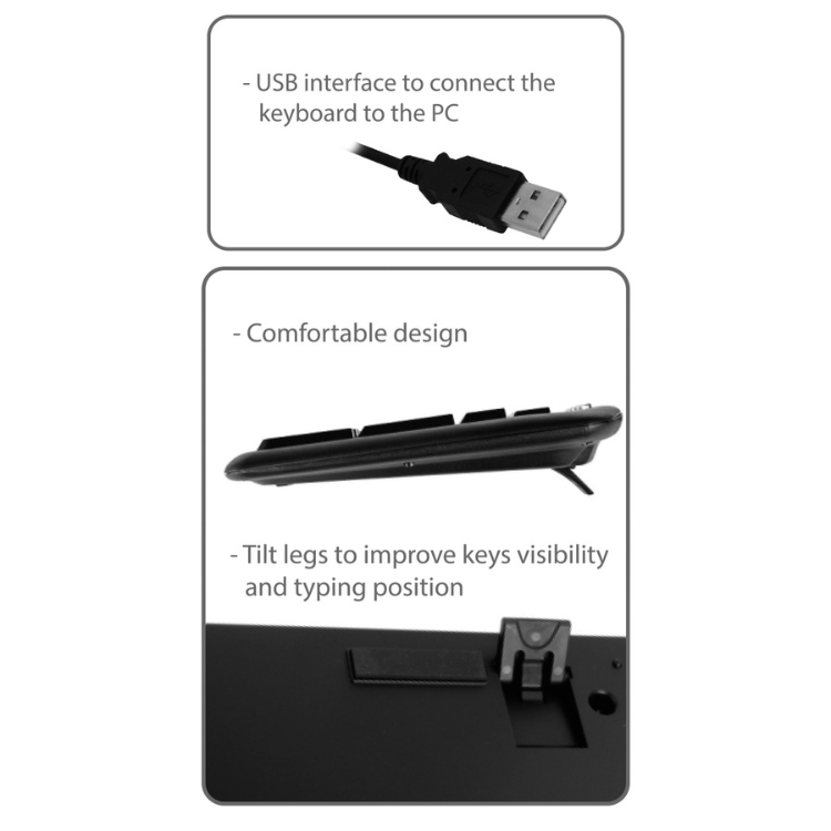 Teclado Ewent Multimédia USB PT Preto
