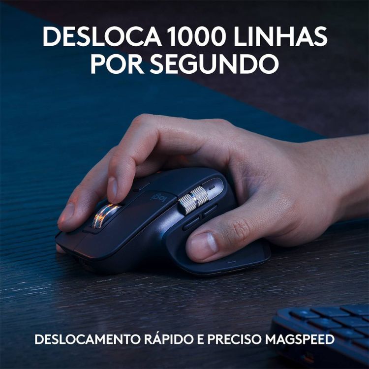 Teclado Logitech MX Keys S Bluetooth PT Graphite + Rato Óptico Logitech MX Master 3s Wireless/Bluetooth
