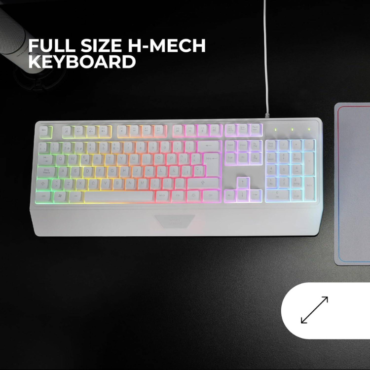 Teclado Mars Gaming MK124 FRGB H-Mech PT Branco