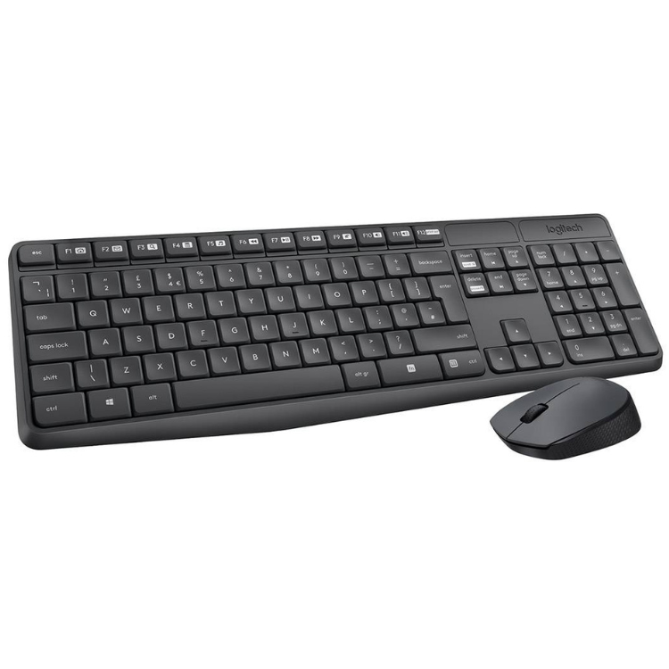 Logitech MK235 wireless keyboard and mouse set, black.