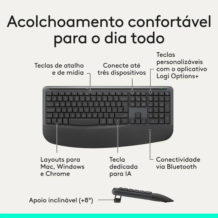 Teclado + Rato Logitech Signature Comfort Plus MK880 Bluetooth PT Graphite