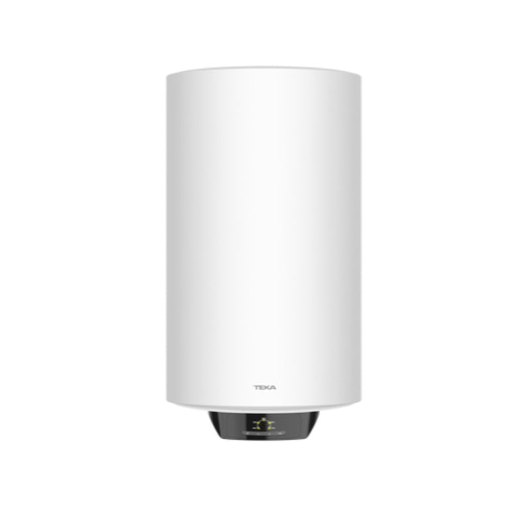 White Teka EWH 80 VE-D electric water heater, 80L, 1500W, cylindrical shape, black control panel.