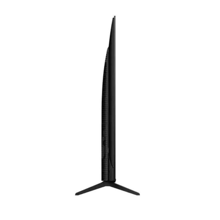 TCL P7K 2025 Smart TV 43" LED 4K Ultra HD preto, vista lateral.