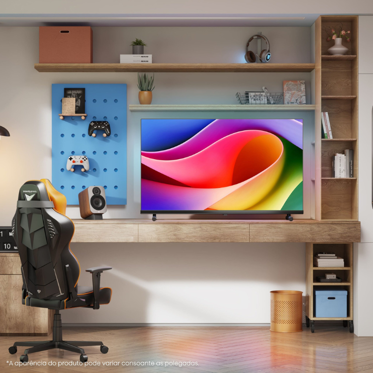 Televisão Hisense A5Q 2025 Smart TV 4K QLED 32" com imagem colorida.
