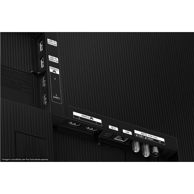 Televisor Samsung S85D Smart TV 4K OLED, parte de trás com várias entradas HDMI, USB e outros conectores.