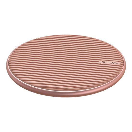 Carregador Wireless Devia Ultra-Slim Quick Charger 15W rosa com logotipo Devia.