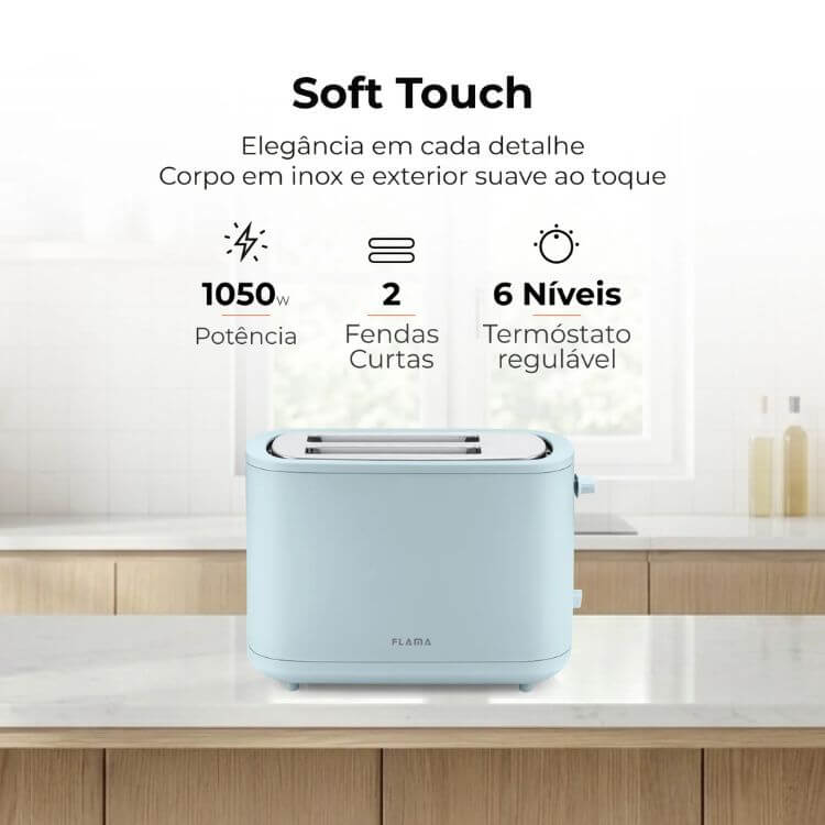 Torradeira Flama Soft Touch 997FL 2 Fatias 1050W Azul