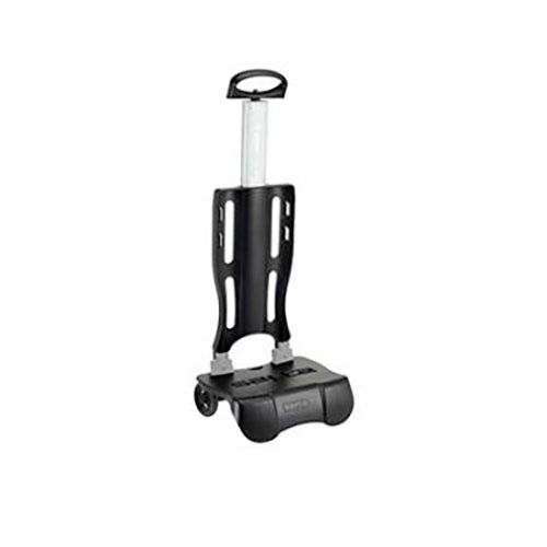 Trolley com rodas preto Safta, com puxador retrátil e base retangular com uma roda.