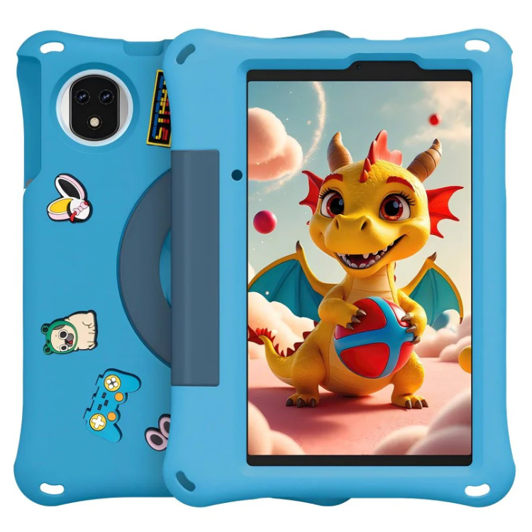 Tablet Ulefone Tab A9 Pro Kids, azul, 4GB/128GB, com capa protetora colorida e suporte.