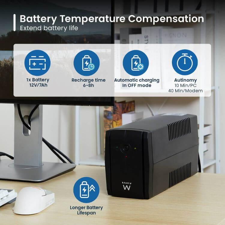 UPS Ewent EW3995 780VA/390W Line-Interactive AVR 2 Tomadas Schuko