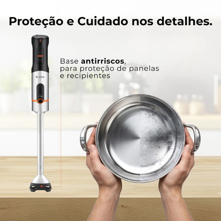 Varinha Mágica Flama BlendUltra LongFoot AntiScratch 1500W 2063FL Inox