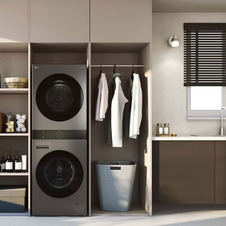 Máquina de Lavar e Secar Roupa LG WashTower WT1210BBF 12Kg/10Kg 1400RPM Classe A Preto
