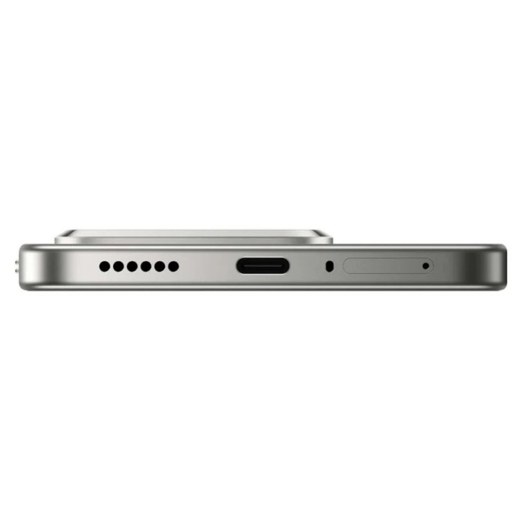 Smartphone Xiaomi 15T 5G cinzento, vista lateral, mostrando as portas e furos para microfones e altifalantes.