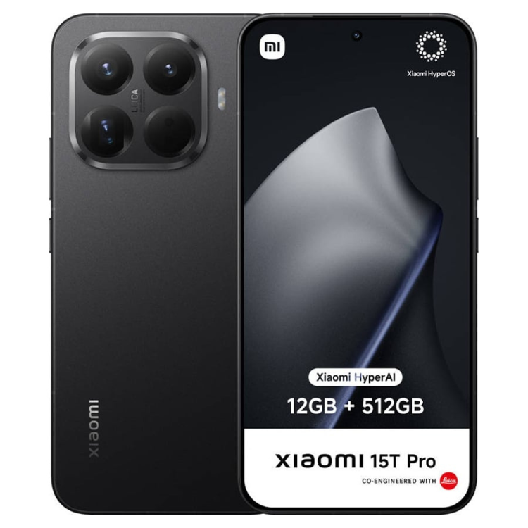 Smartphone Xiaomi 15T Pro 5G preto, 12GB/512GB, câmara quádrupla e ecrã com HyperOS 2.