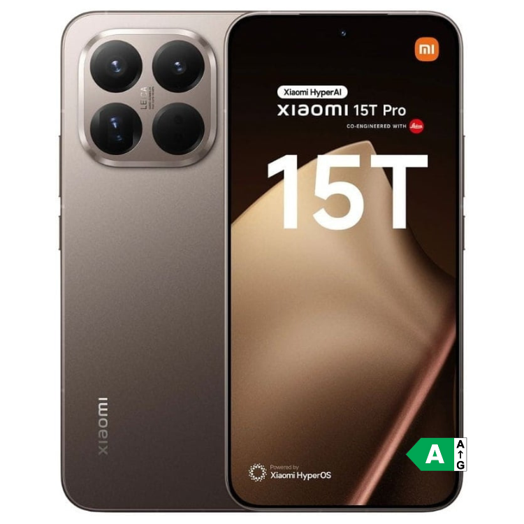 Smartphone Xiaomi 15T Pro 5G 12GB/1TB Dual Sim Dourado, com quatro câmeras na parte traseira e ecrã ligado.