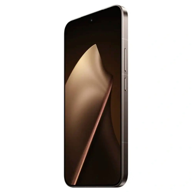 Smartphone Xiaomi 15T Pro 5G dourado com ecrã escuro e detalhes em relevo.