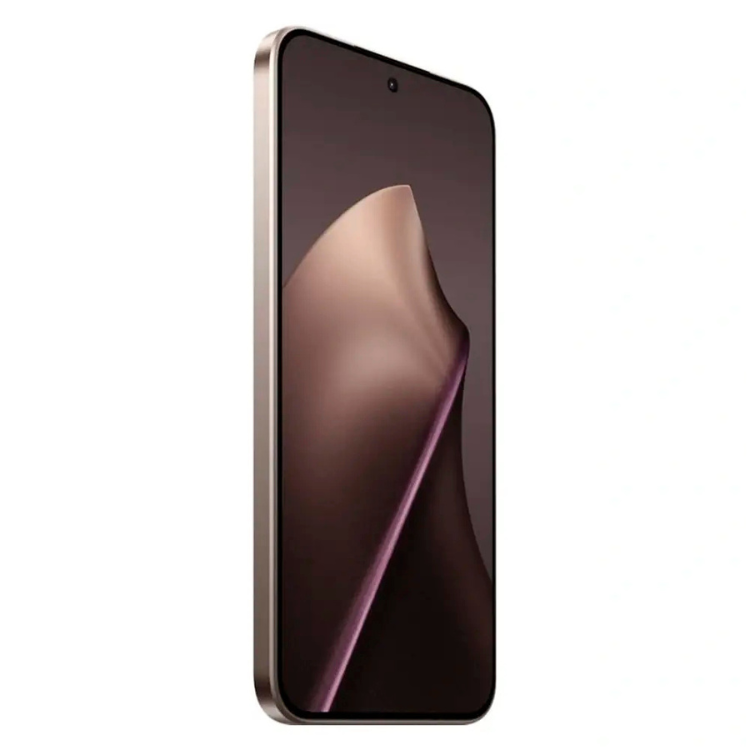 Smartphone Xiaomi 15T 5G 6.83 polegadas, 12GB/256GB, cor dourada, ecrã com imagem de tons castanhos.