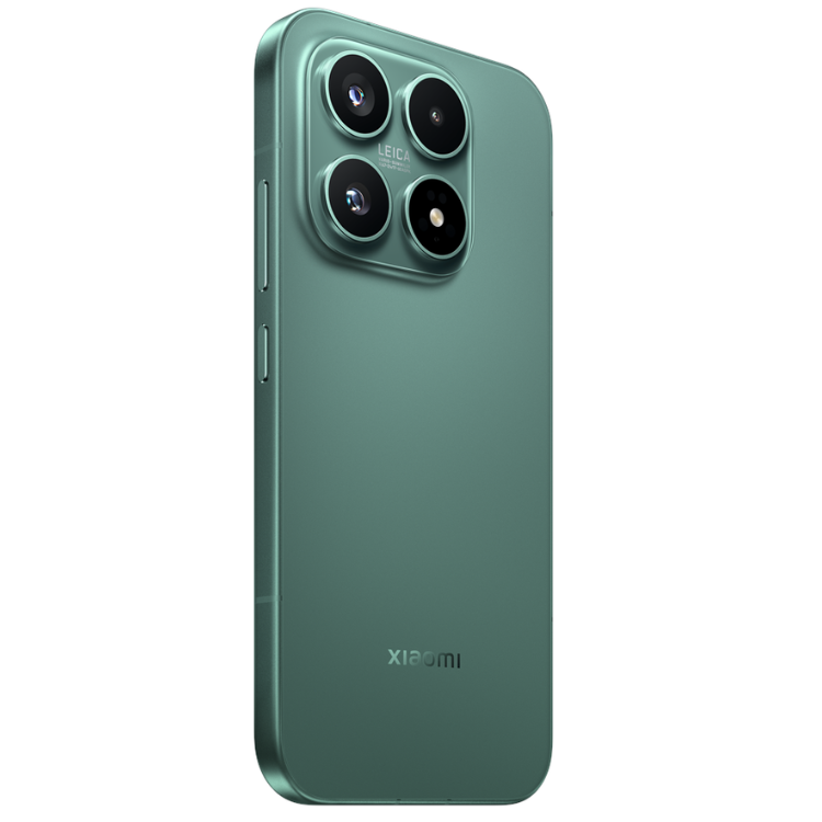 Smartphone Xiaomi verde com quatro câmeras Leica na parte traseira e logotipo Xiaomi.
