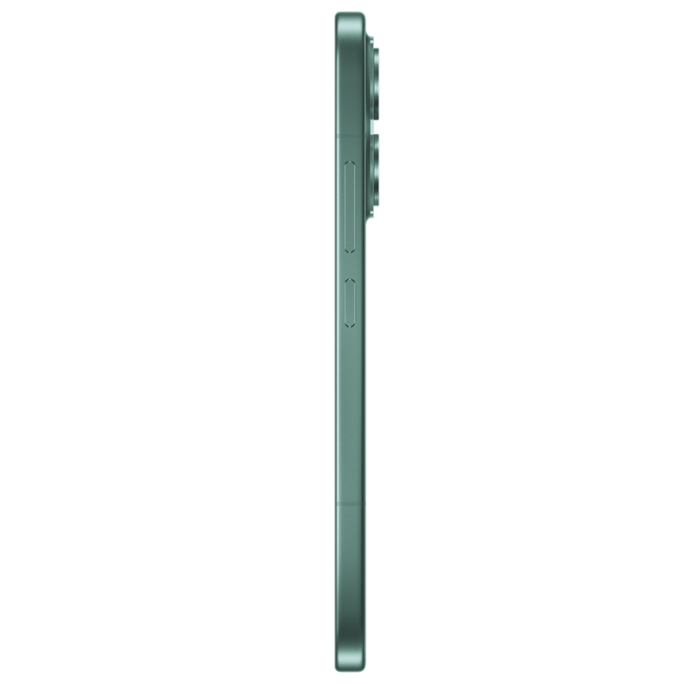 Smartphone Xiaomi 17 verde, 5G, lado esquerdo com botões de volume e電源.