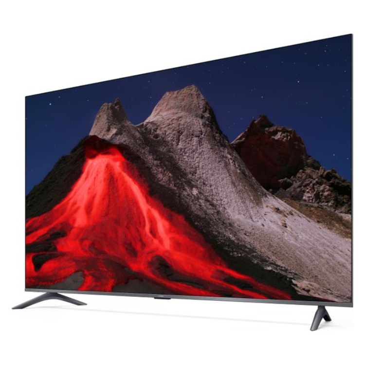 Televisão Xiaomi A PRO 2026 Smart TV 4K QLED 32" com imagem de montanha ao noite com lava.