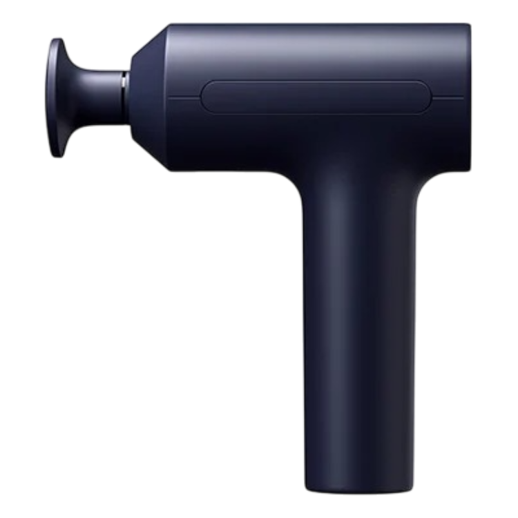 Black Xiaomi massage gun, T-shaped design with a round nozzle.