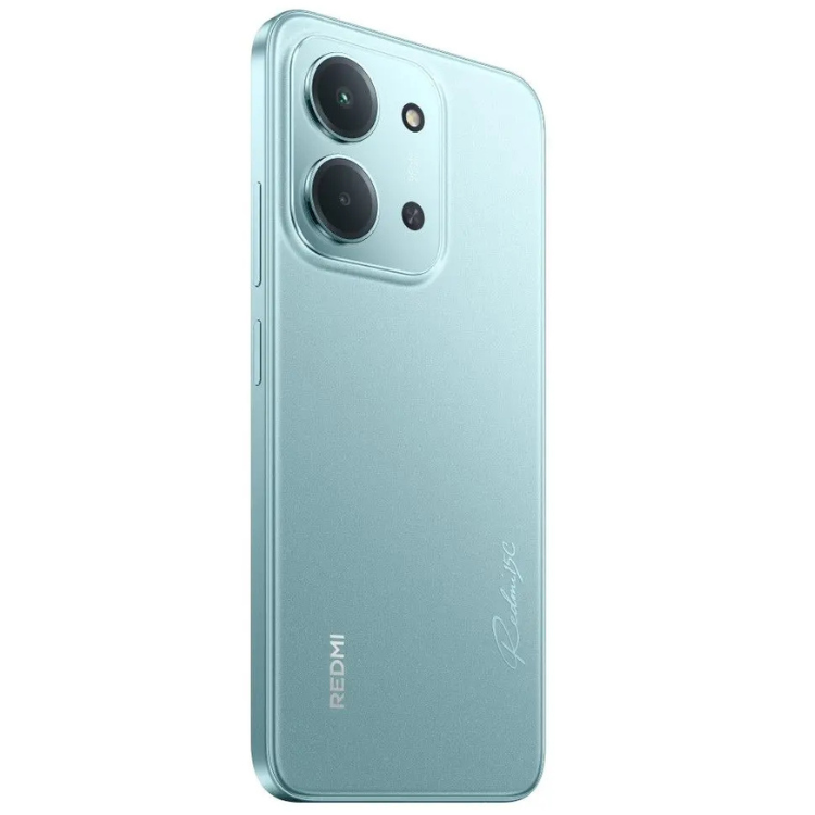 Xiaomi Redmi 15C, telemóvel verde claro, câmara dupla, logótipo Redmi e 15C na parte de trás.
