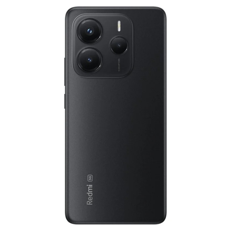 Xiaomi Redmi Note 14 5G preto, três câmeras traseiras, logotipo Redmi na parte inferior.