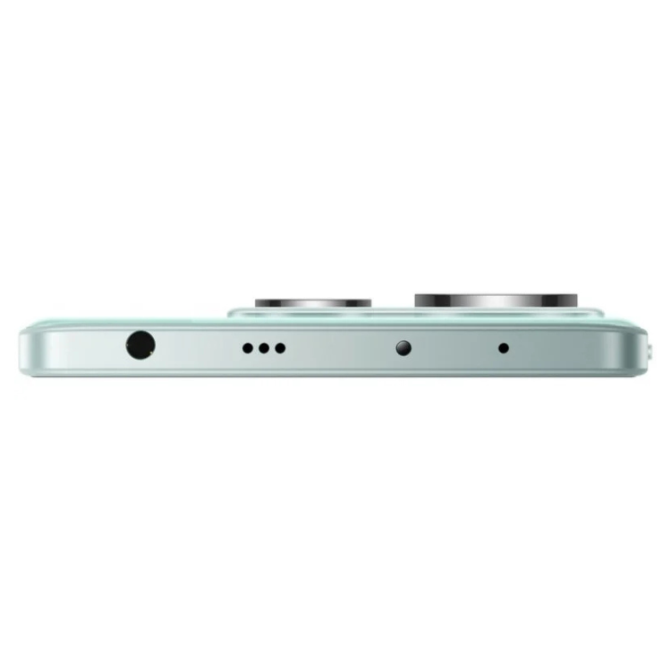Xiaomi Redmi Note 14 5G, 8GB/256GB, verde, vista lateral de um smartphone com câmaras duplas na parte superior.