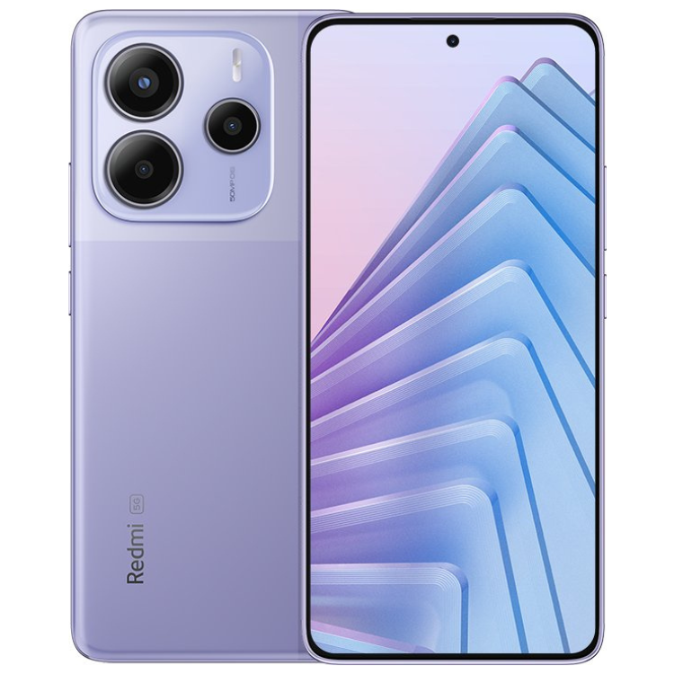 Xiaomi Redmi Note 14 5G, roxo, 6GB/128GB, dual sim, vista frontal e traseira.