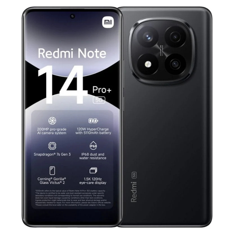 Smartphone Xiaomi Redmi Note 14 Pro+ 5G 8GB/256GB Dual Sim Preto