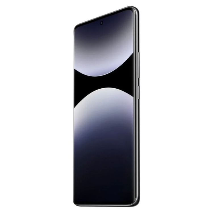 Smartphone Xiaomi Redmi Note 14 Pro+ 5G preto, ecrã com gradiente de cores escuras.