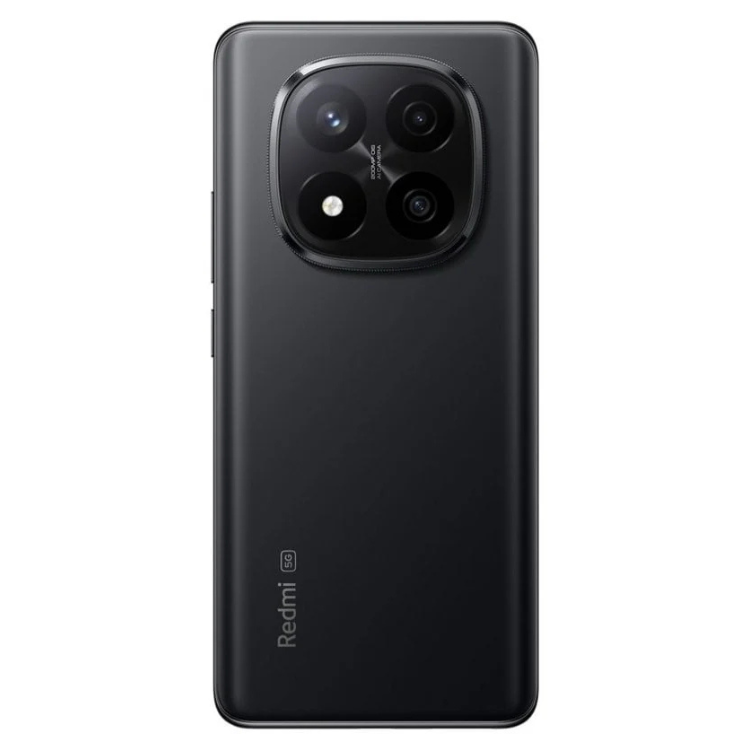 Smartphone Xiaomi Redmi Note 14 Pro+ 5G preto, com quatro câmeras na parte superior e logótipo Redmi na parte inferior.